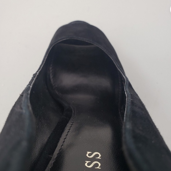 Guess CACEI Pump Womens 9.5M Black Suede Stiletto Slip On High Heels Peep Toe - Picture 9 of 16